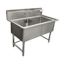 Thorinox TDS-2424-0 53"W Two Compartment Stainless Steel Sink