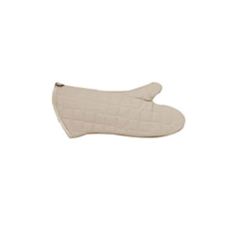 Flameguard 15 inch tan water repellent oven mitt for commercial kitchen use, offering hand and forearm protection.