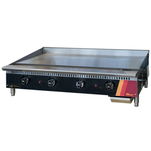 EFI HGT48-N 48" Natural Gas Countertop Griddle With Polished Steel Cooking Surface And Four Adjustable Burners