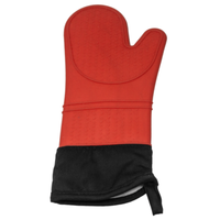 Alt Tag: OMCAN 81045 15-inch Red Silicone High-Temperature Kitchen Oven Mitt, 15-inch red silicone heat-resistant oven mitt with black cuff