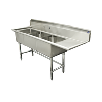 Thorinox TTS-1818-R18 74.5" x 23.5" Three Compartment Commercial Sink