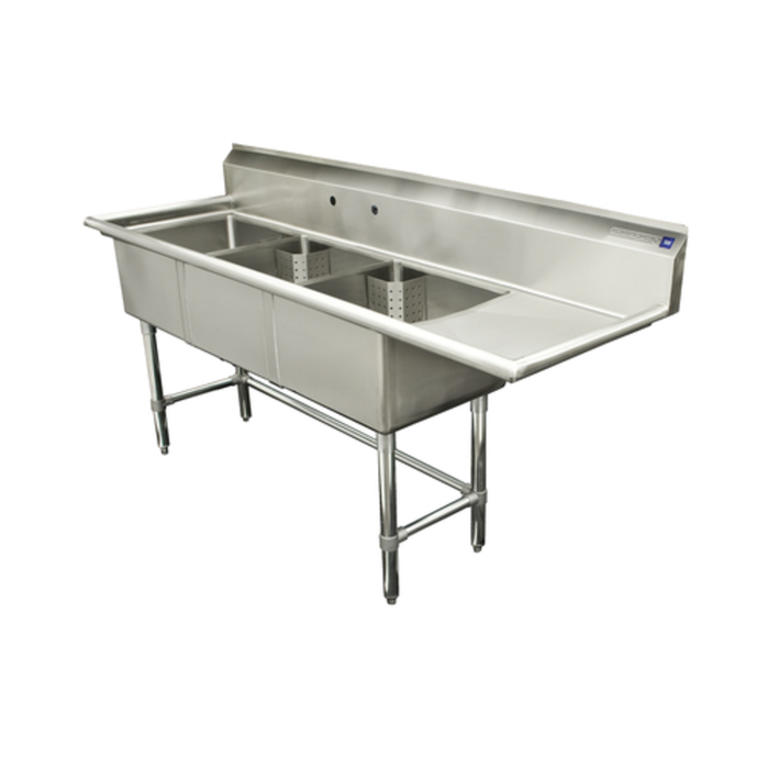 Thorinox TTS-1818-R18 74.5" x 23.5" Three Compartment Commercial Sink