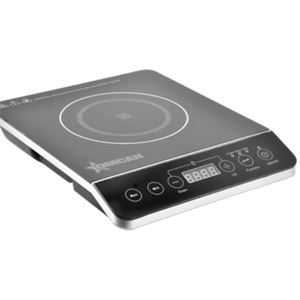 Alt Tag: Omcan 45486 Countertop Induction Cooker with 1800W Power countertop portable induction cooktop with black crystal glass plate and digital controls
