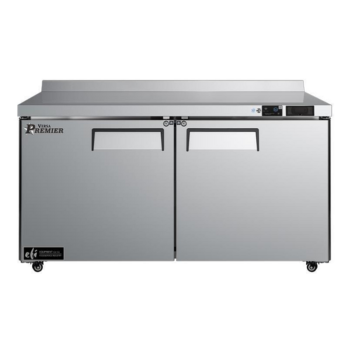 Versa Premier CWDR2-60VCP 60.2" Worktop Refrigerator Featuring Two Doors For Commercial Worktop Refrigerator Use.