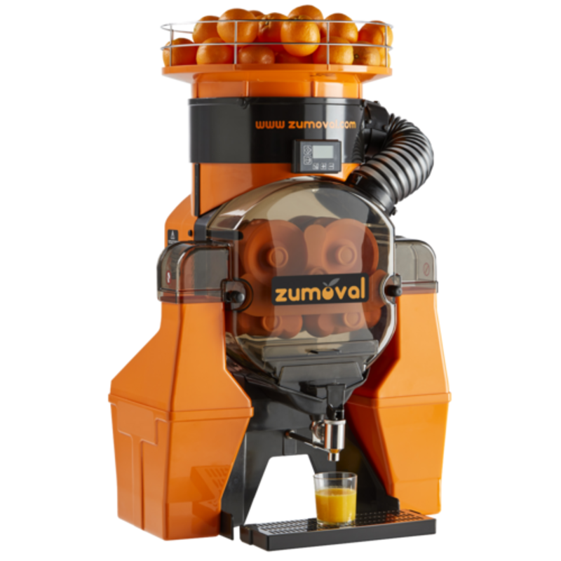 Trento Zumoval 40531 Commercial Citrus Juicer With Fresh Oranges And Juice Glass