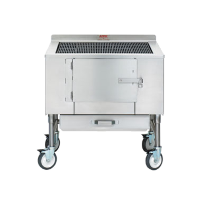Aztec Grill ST-36 Wood Burning Commercial Charbroiler Featuring Durable Stainless Steel Design And Mobility Wheels