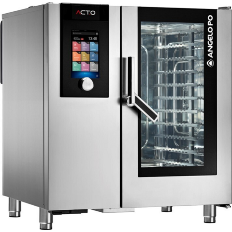 GBS AT101GW Gas Combi Oven with touchscreen control and stainless steel design, ideal for professional kitchens.