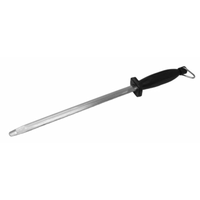 Omcan 13768 12-Inch Oval Sharpening Steel with Black Handle