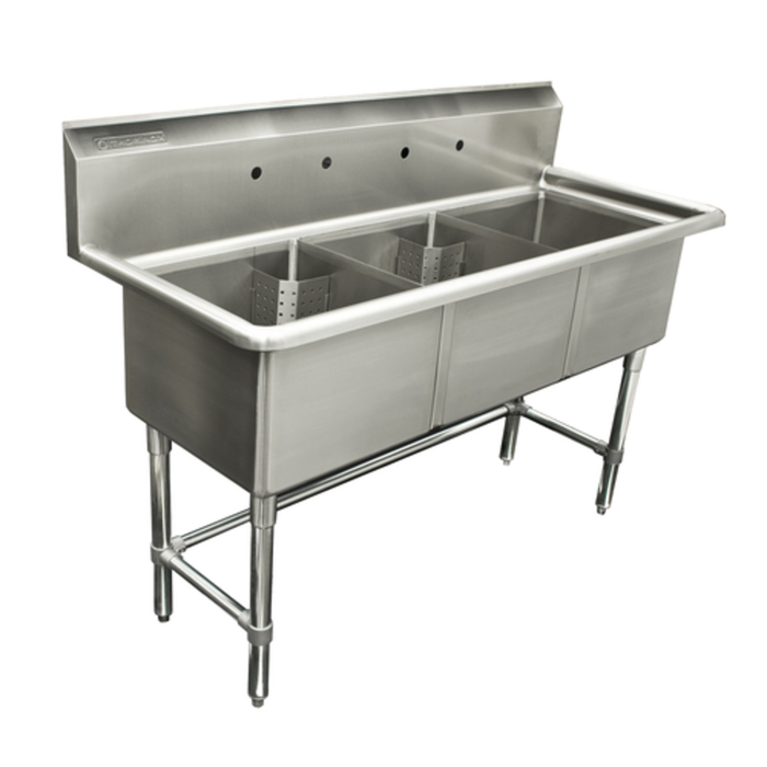 Thorinox TTS-1818-0 Three Compartment Sink 59"W x 23-1/2"D Stainless Steel