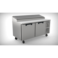 Randell RP68CRR-N18 68" W Two-Section Refrigerated Raised Rail Prep Table