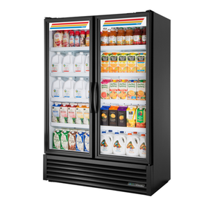 Réfrigérateur à portes vitrées battantes True Manufacturing FLM-54~TSL01, deux sections, 137 cm