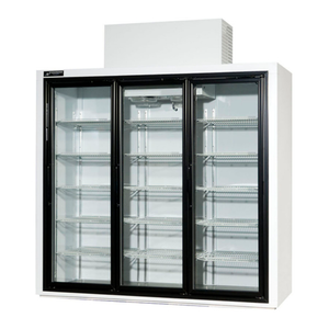 Powers BT77SD 77"W Three-Section Glass Door Merchandiser Refrigerator
