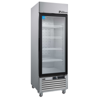 27 Inch Glass Door Reach-In Freezer with Stainless Steel Exterior and Dual-Pane Tempered Glass Door.