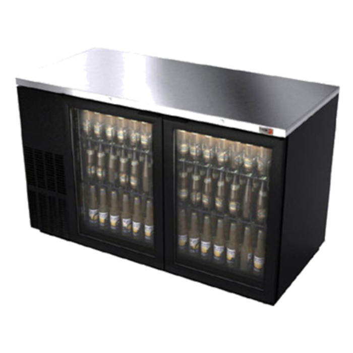 Fagor FBB-59G-N 59.5" Refrigerated Back Bar Cooler Cabinet with Glass Doors and Stainless Steel Top