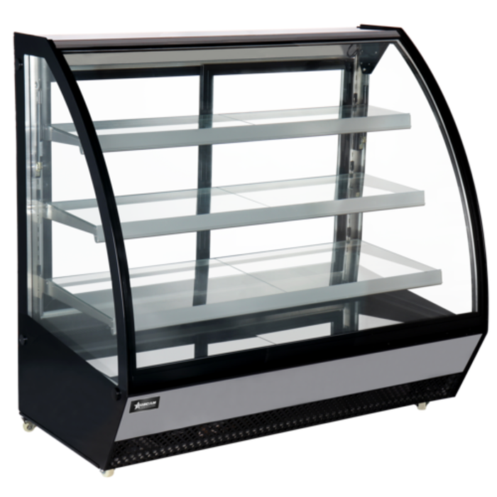 Omcan 48352 48"W Refrigerated Floor Showcase Curved Glass Display