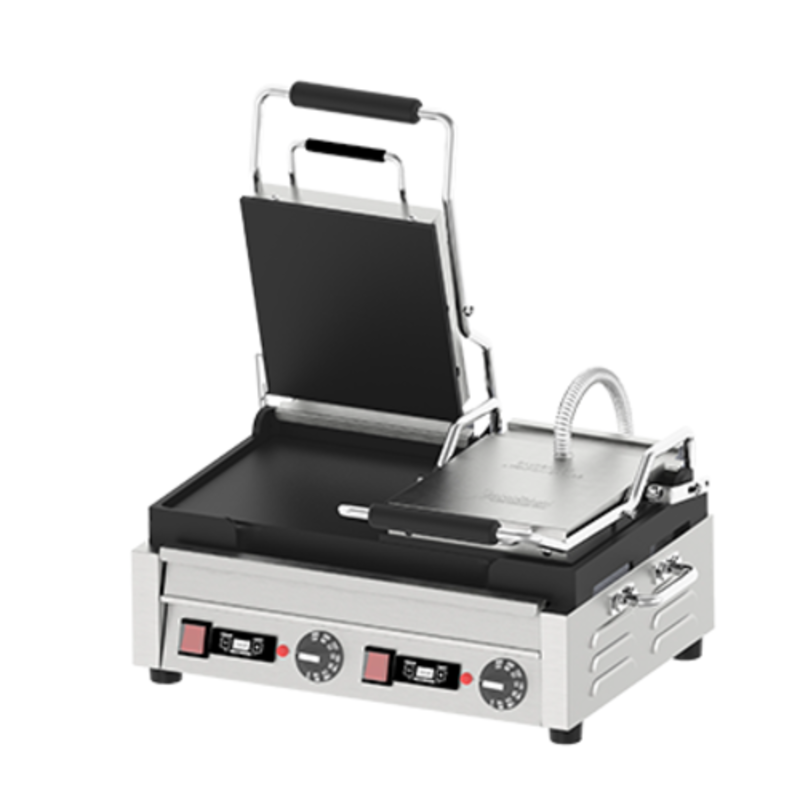 OMCAN 42913 Commercial Double Panini Grill With 10" X 18" Cooking Surface For Perfectly Pressed Sandwiches