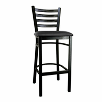 Omcan 47592+76554 Indoor Ladder Back Bar Stool with Black Vinyl Seat