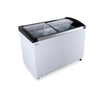 Omcan 47753 7.6 cu.ft. Ice Cream Display Chest Freezer with a sleek design and glass lid.