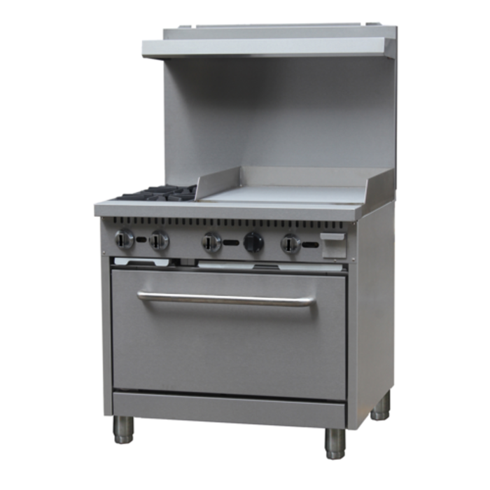 Black Diamond BDGR-3624G/NG 36" Restaurant Gas Range with Griddle Combo