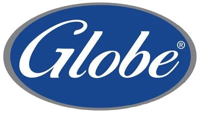 Globe logo on a blue background