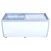 Glass Top Ice Cream Display Freezer With Clear Sliding Top And Organized Interior Storage