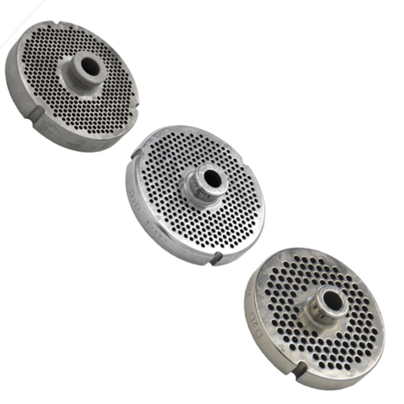 Alt Tag: OMCAN 23553 Hard Stainless Steel #32 Meat Grinder Plate with hub 3.2mm perforated grinder plate