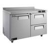 Versa Premier FWDW2-48VCP 48" Commercial Worktop Freezer With Two Doors And Drawers, Stainless Steel Surface.