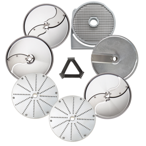 Eurodib 650114 Dito Sama Food Processor Disc Set including shredding, grating, slicing, and dicing discs.