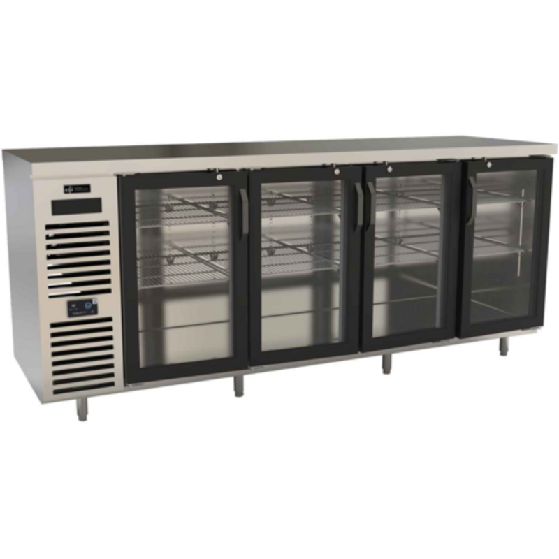 Versa Premier CBBSGD4-28-92VCP 92" Wide Back Bar Refrigerator With Glass Doors And Stainless Steel Finish