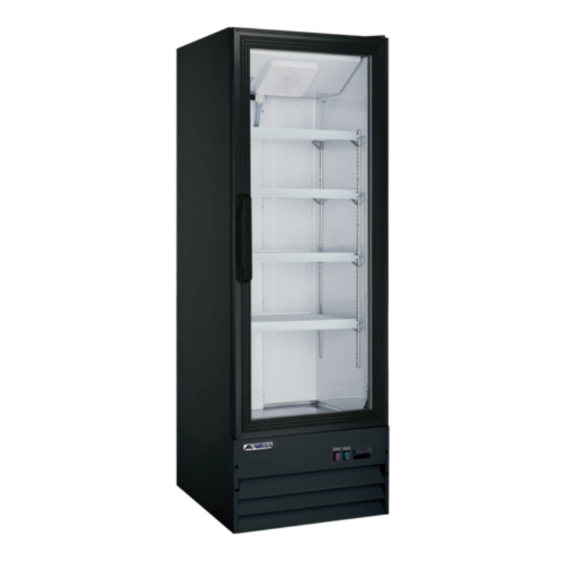 Omcan 59133 9 Cu. Ft. Aurora Black Display Refrigerator For Commercial Use With Glass Door.