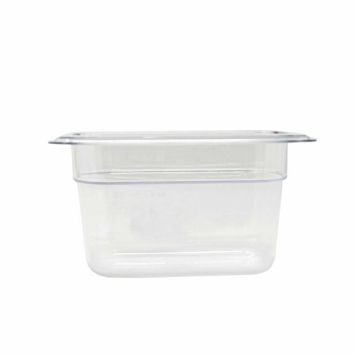Alt Tag: Omcan 80051 6.5 QT Full Size Plastic Food Pan crystal-clear polycarbonate food pan for commercial kitchen prep and storage