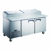 Refrigerated Pizza Prep Table With Two Storage Compartments And Front Work Surface For Efficient Food Preparation
