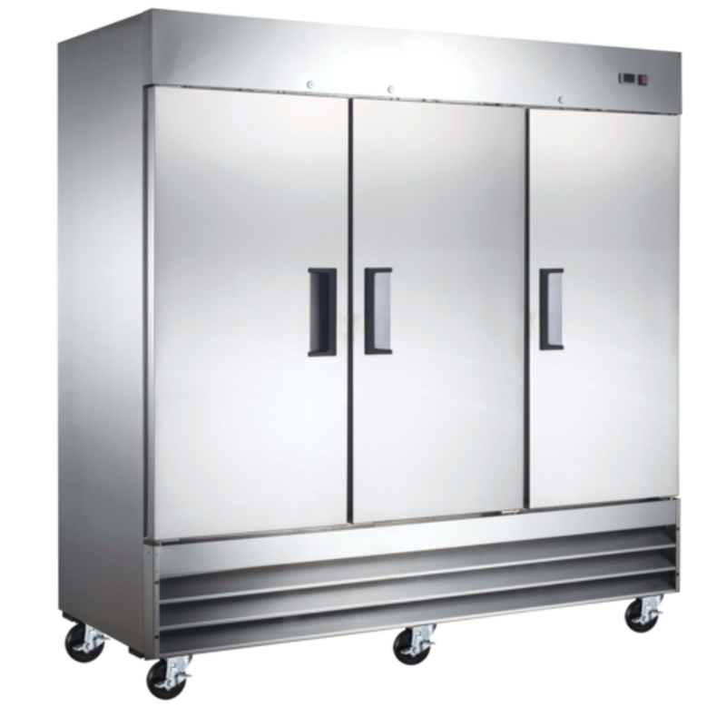 Grista GRRF-3D 80.9"W Three-Section Reach-In Refrigerator For Reliable Cold Storage And Quick Access.