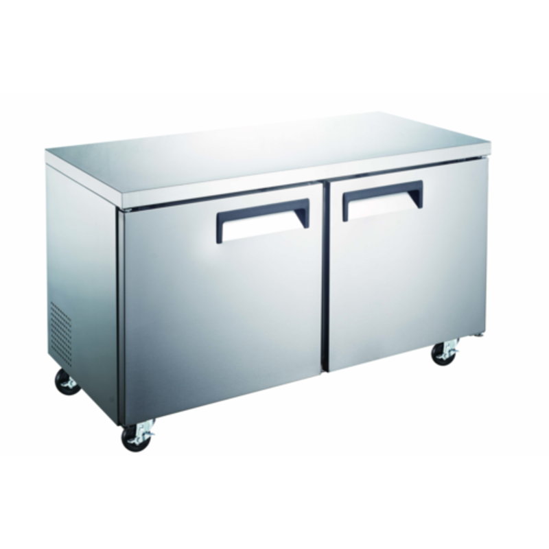 60 Inch Undercounter Refrigerator With Two Doors And Rollers For Easy Mobility