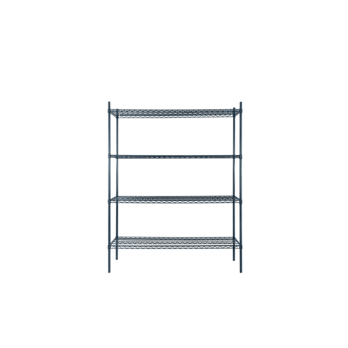 Epoxy Coated Shelving Unit Featuring Four Shelves In Slate Gray Finish For Storage Solutions