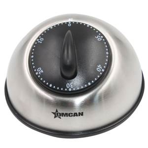 Omcan 47226 Reliable Mechanical 60-Minute Commercial Kitchen Countdown Timer stainless steel dial timer with knob