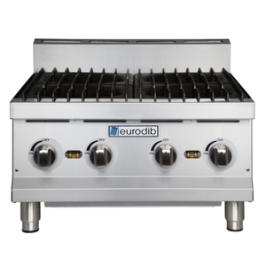 Eurodib THP424 24" x 24" Countertop Gas Hotplate With Four Burners For Commercial Cooking