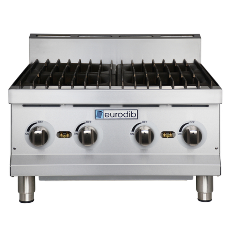 Eurodib THP424 24" x 24" Countertop Gas Hotplate With Four Burners For Commercial Cooking