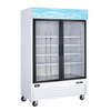 Glass Door Display Refrigerator With Swinging Doors And Shelves For Merchandising Chilled Items