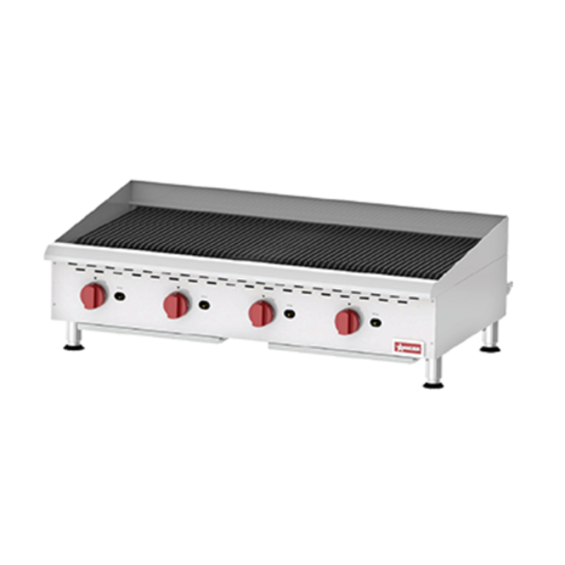 OMCAN 43729 48 Inch Countertop Gas Charbroiler With Four Burners For Commercial Use
