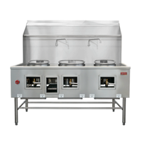Omcan 48409 67.2"W Three Chamber Natural Gas Wok Range