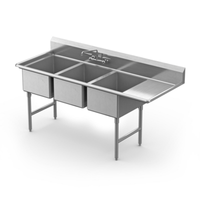 Winholt WS3TS2424RD24 102.5" x 29.5" Three Compartment Sink
