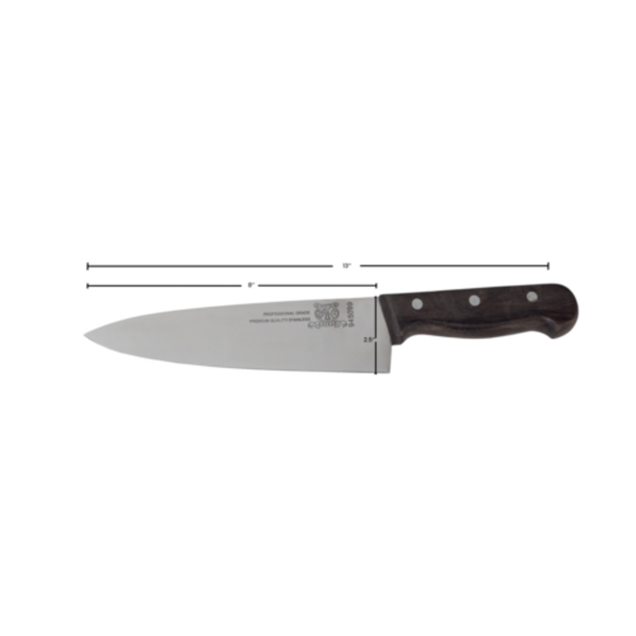 Omcan 17634 8-Inch Stainless Steel Cook Knife Rosewood Handle
