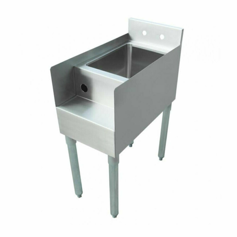 Alt Tag: Omcan 43473 Underbar Blender Station 24-inch with Integrated Ice Bin stainless steel commercial underbar station with bin