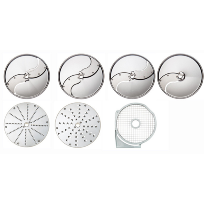 Eurodib 650179 Commercial Food Processor Disc Set Includes Seven Stainless Steel Shredding And Grating Plates