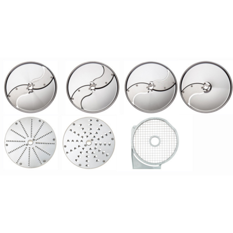 Eurodib 650179 Commercial Food Processor Disc Set Includes Seven Stainless Steel Shredding And Grating Plates