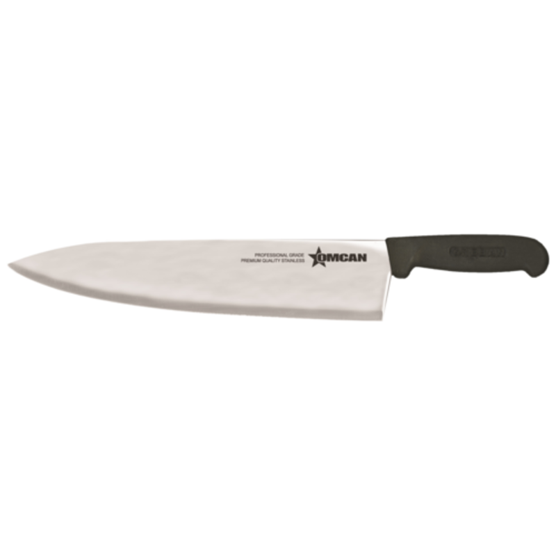 Omcan 12044 Professional High-Carbon Stainless Steel Chef Knife With A Black Handle