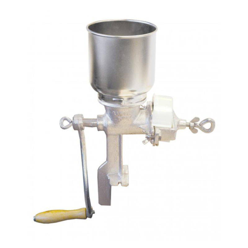 Omcan 41158 2-Quart Stainless Steel Food Mill For Pureeing Featuring Interchangeable Discs For Smooth Textures.