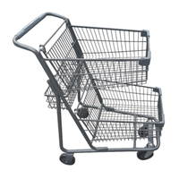 Alt Tag: Omcan 44555 Double Basket Shopping Cart with 70L Capacity zinc epoxy finish durable double basket supermarket cart