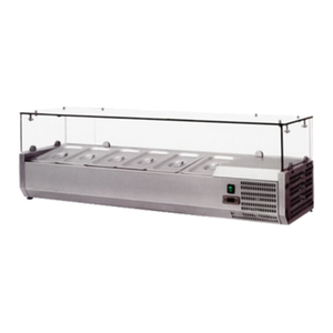 OMCAN 41937 59" Refrigerated Countertop Topping Rail with Glass Guard